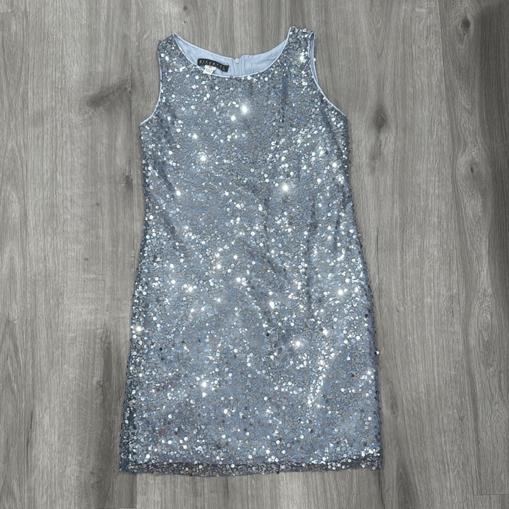 Silver Sequin Sleeveless Dress